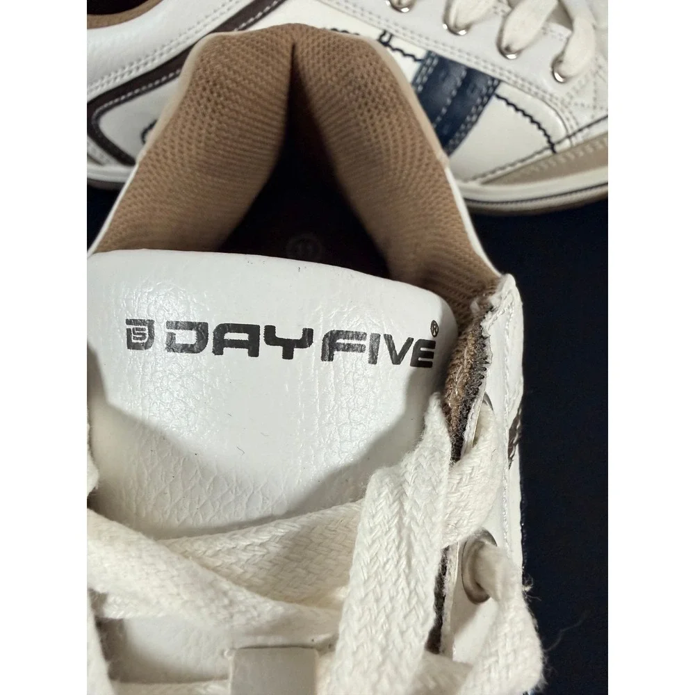 Day Five Renegade Mens Sneakers White Navy Tan Low Top Casual Shoes 317115 11M